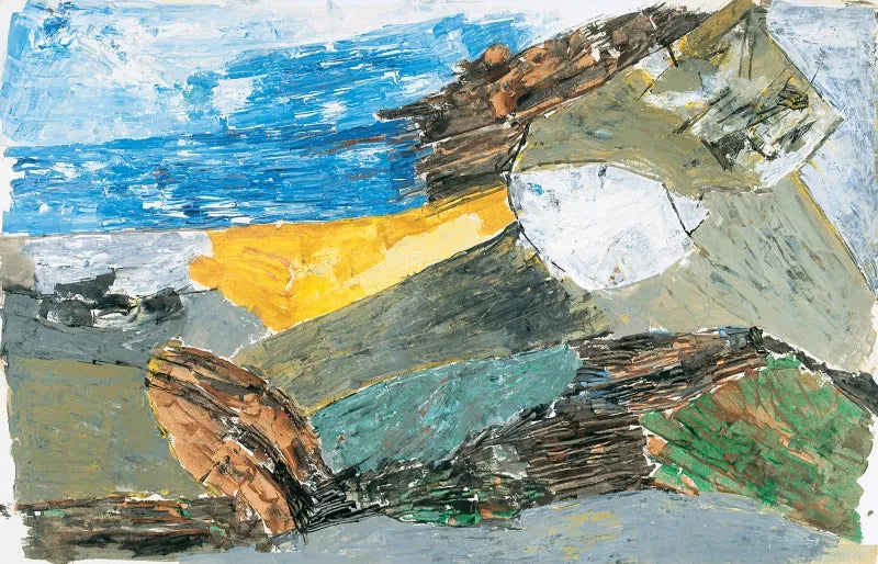 Landscape serigraphs painting titled 'Untitled 1', 30x44 inch, by artist Ram Kumar on Paper