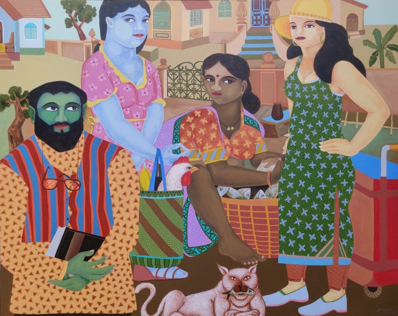 Figurative acrylic painting titled 'Untitled 1', 48x60 inch, by artist Shripad Gurav on Canvas