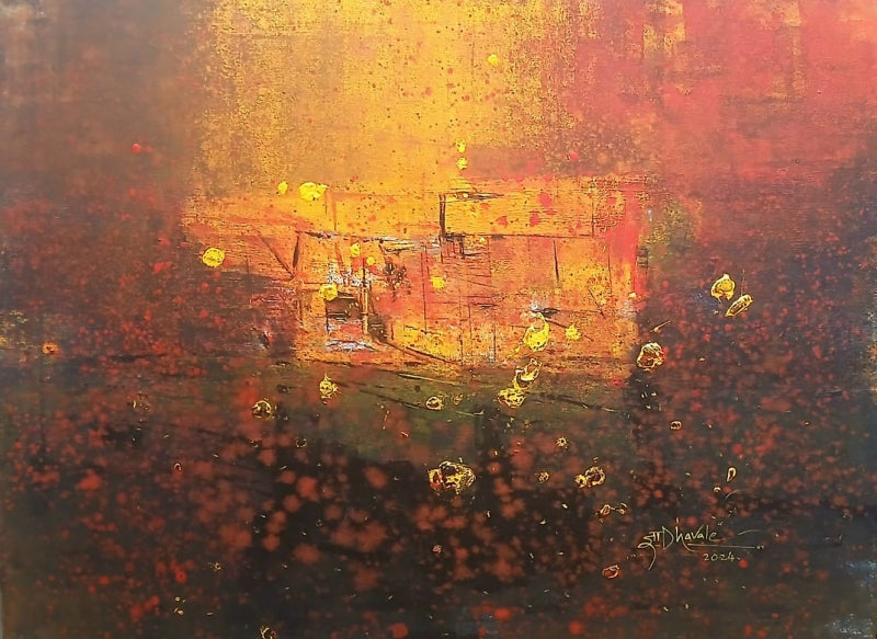 Untitled 1' abstract acrylic painting by artist Dnyaneshwar Dhavale, 24x36 inch, on canvas