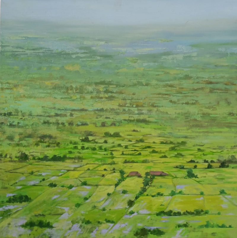 Untitled 1' nature oil painting by artist Sachin Sawant, 36x36 inch, on canvas