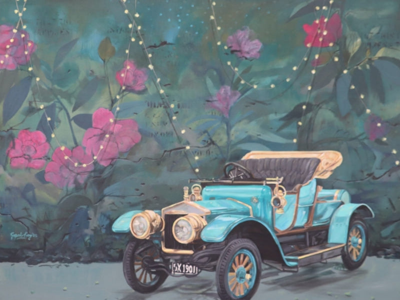 Untitled 1' transportation acrylic painting by artist Gopal Roy, 36x48 inch, on canvas