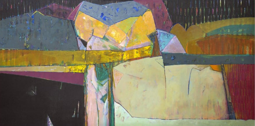 Untitled 1' abstract acrylic painting by artist Sanjay Tikkal, 48x96 inch, on canvas