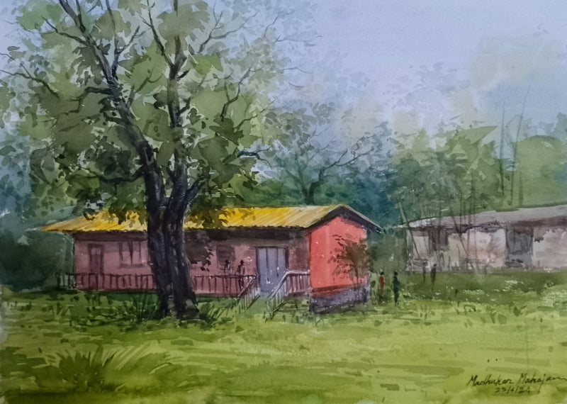 Untitled 1' nature watercolor painting by artist Madhukar Mahajan, 14x20 inch, on paper