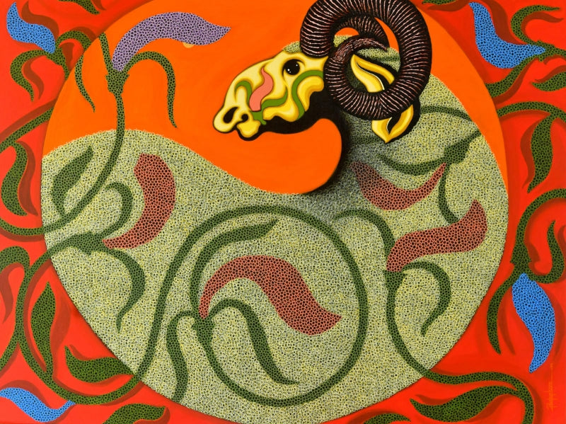 Untitled 1' animals acrylic painting by artist Pratap Kore, 36x48 inch, on canvas