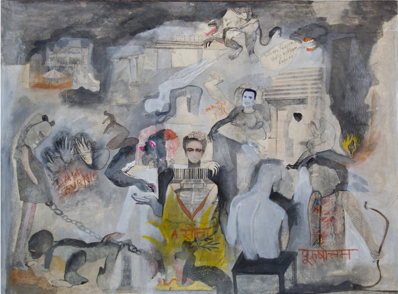 Untitled 1' contemporary mixed-media painting by artist Susmita Chowdhury, 30x40 inch, on paper