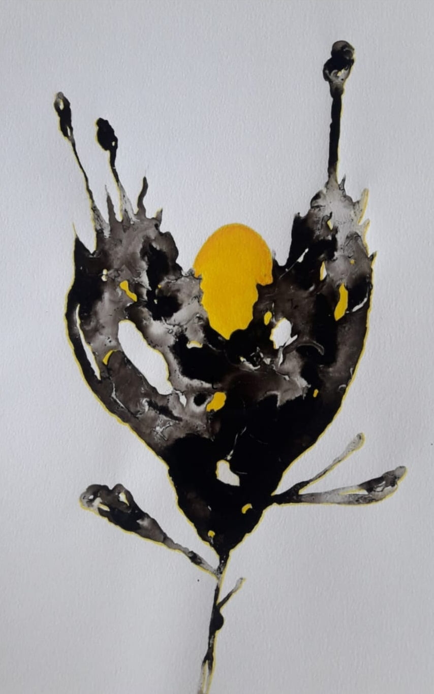 'Untitled 1' contemporary mixed-media painting by artist Raosaheb Gagare, 24x16 inch, on paper