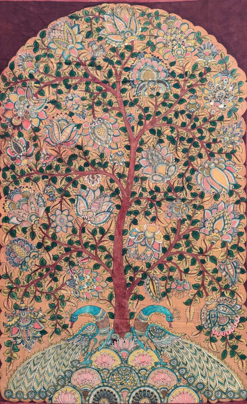 'Untitled 1' nature mixed-media painting by artist Harinath N, 60x36 inch, on cloth