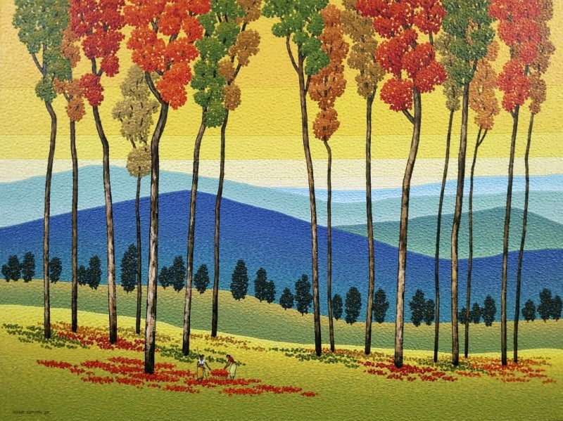 'Untitled 1' nature acrylic painting by artist Satish Mane, 36x48 inch, on canvas