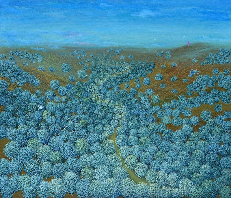 'Untitled 1' nature acrylic painting by artist Debashish Dutta, 36x48 inch, on canvas