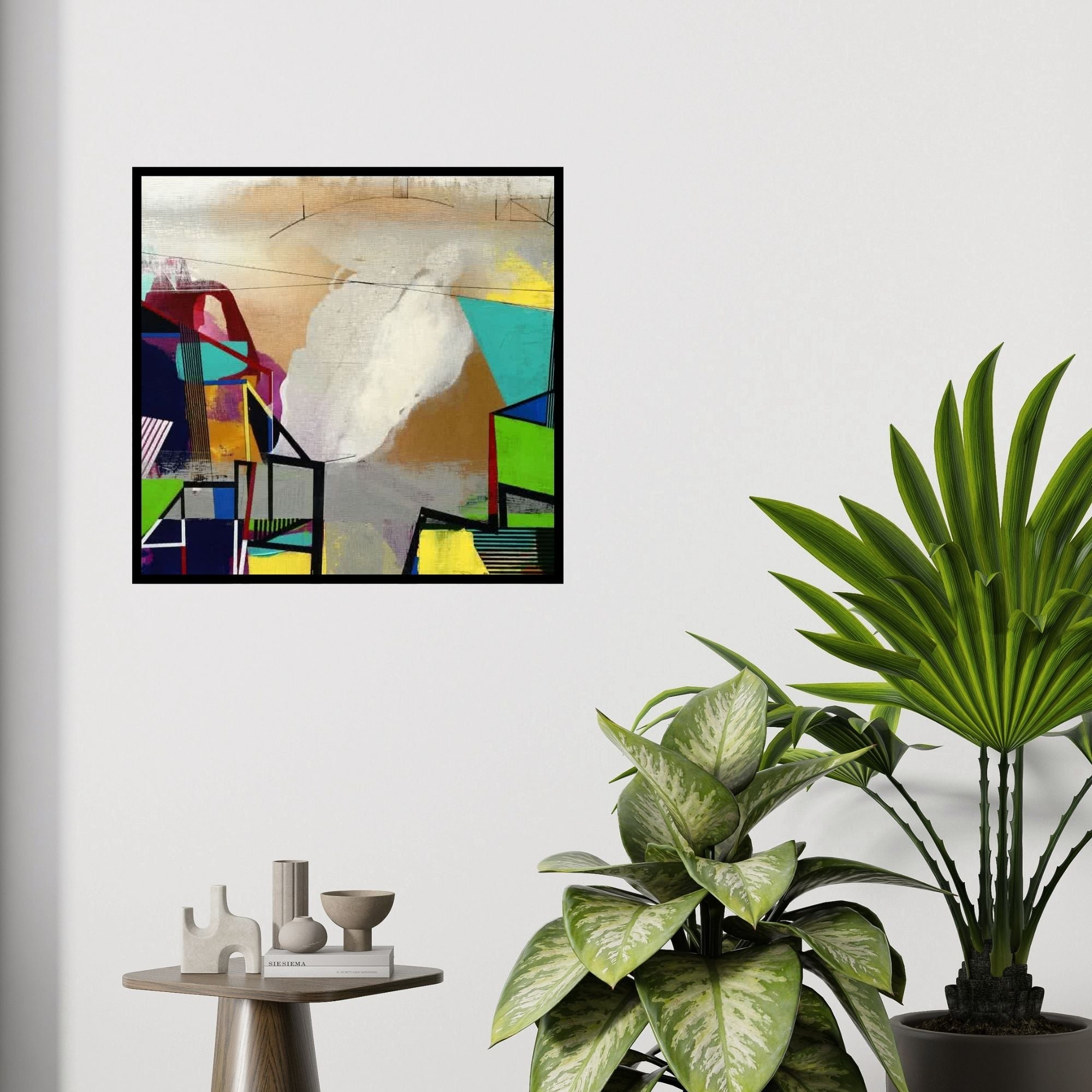 In-situ view of Prabhinder Lall's 'Untitled 1 (Urban Landscape)' painting in a room