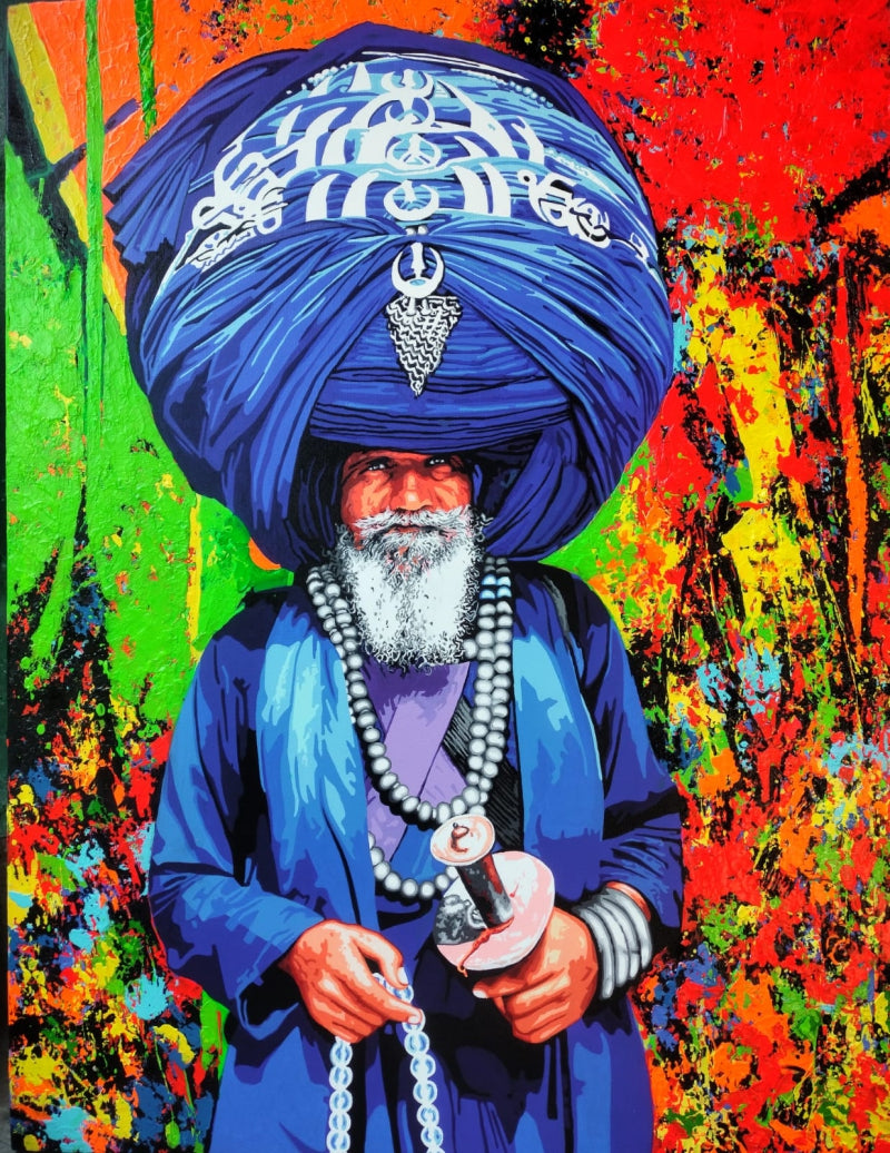 Untitled 1' religious acrylic painting by artist Sujit Karmakar, 48x36 inch, on canvas