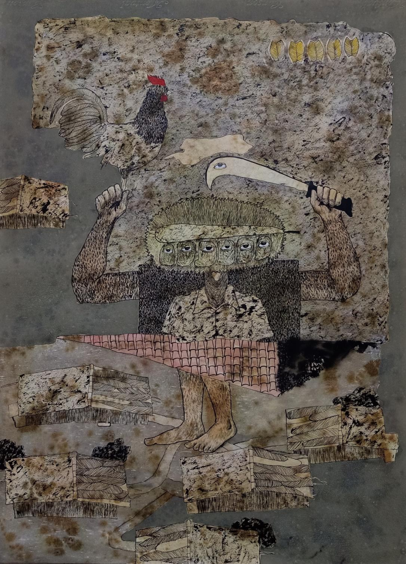 Untitled 1' contemporary mixed-media painting by artist Ashwin Khapare, 30x22 inch, on paper