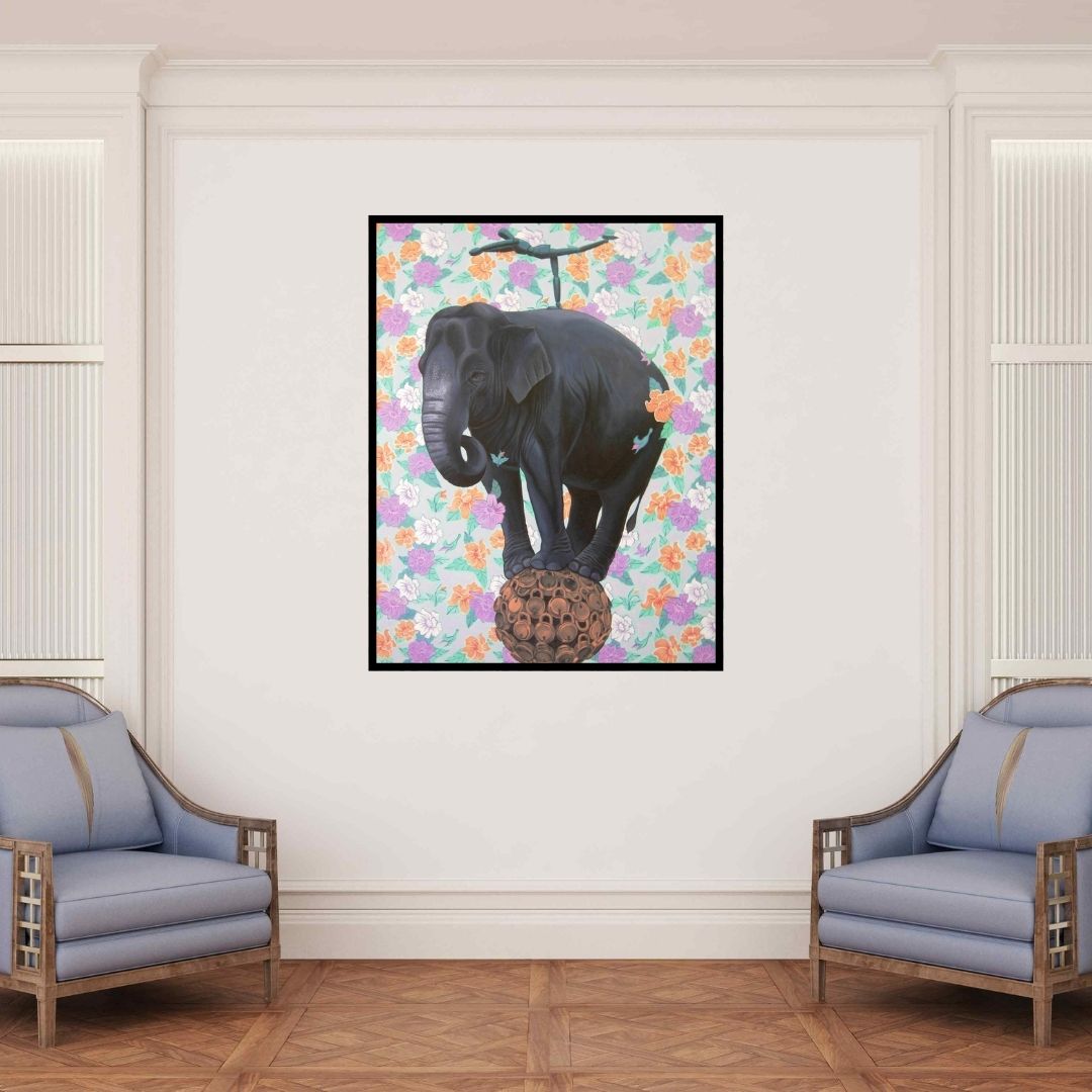 In-situ view of Kushal Kumar's 'Untitled 1' painting in a room