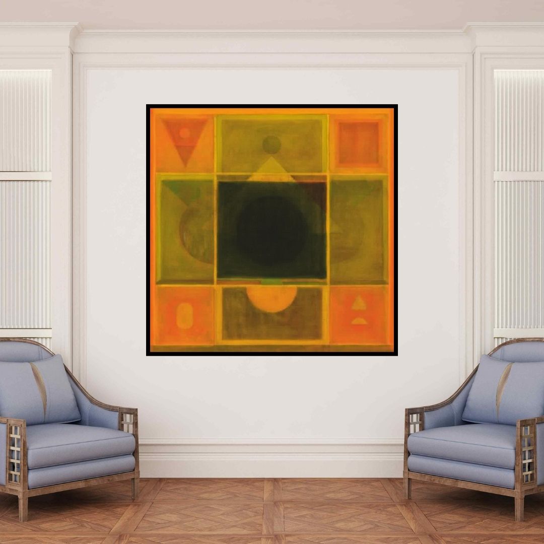 In-situ view of Khushal Khairnar's 'Untitled 1 (The Void)' painting in a room