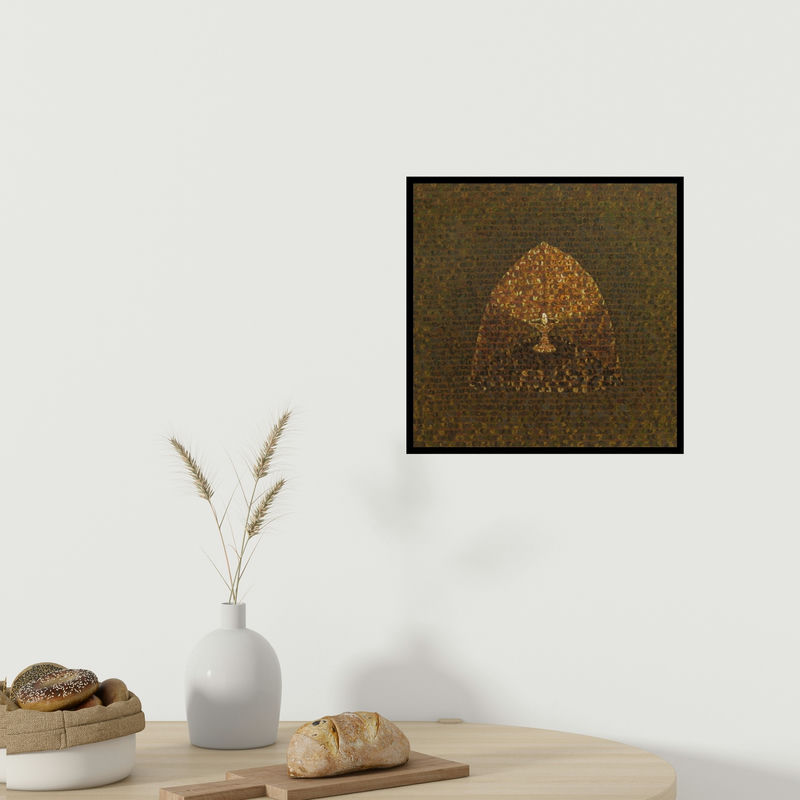 In-situ view of Kuldeep Karagaonkar's 'Untitled 1 (The Tree of Knowledge)' painting in a room