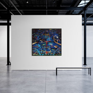 In-situ view of Bhagyanath C's 'Untitled 1' painting in a room