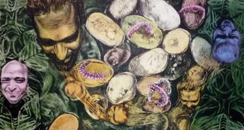 contemporary mixed media painting titled 'Untitled 1', 16x24 inches, by artist Kumara Swamy Pashikanti on Paper