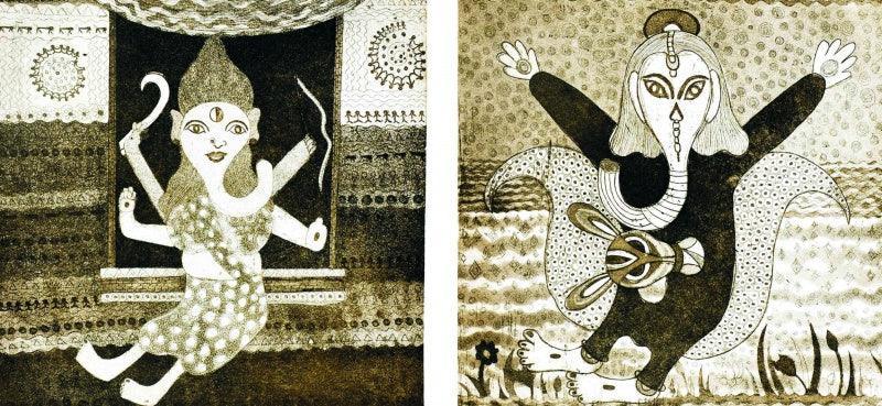 Figurative printmaking titled 'Untitled 1', 20x20 inches, by artist Mili Mishra on Paper