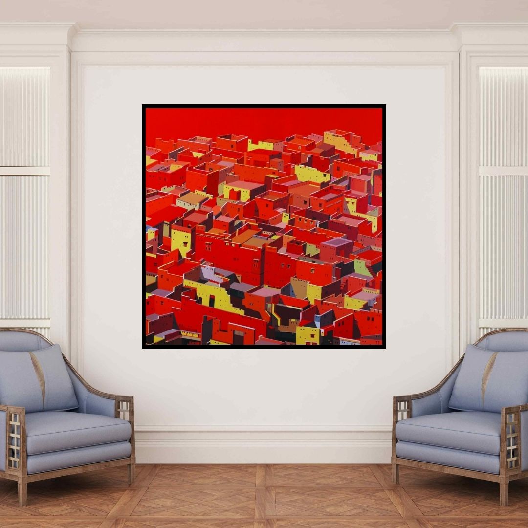 In-situ view of Madan Pawar's 'Untitled 10' painting in a room