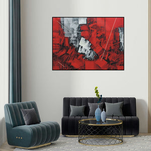 Sudhir Talmale's 'Untitled 10' painting visualized above a sofa in a contemporary room.