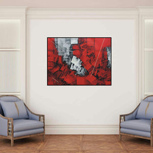 'Untitled 10' painting by Sudhir Talmale shown on a wall in a furnished room.