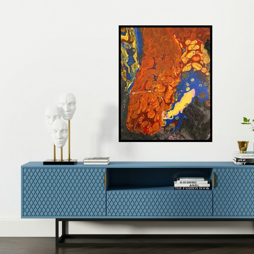 'Untitled 10' painting by Kartikey Sharma shown on a wall in a furnished room.