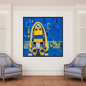 In-situ view of Vaishali Patil's 'Untitled 10 (The Veiled Lady)' painting in a room