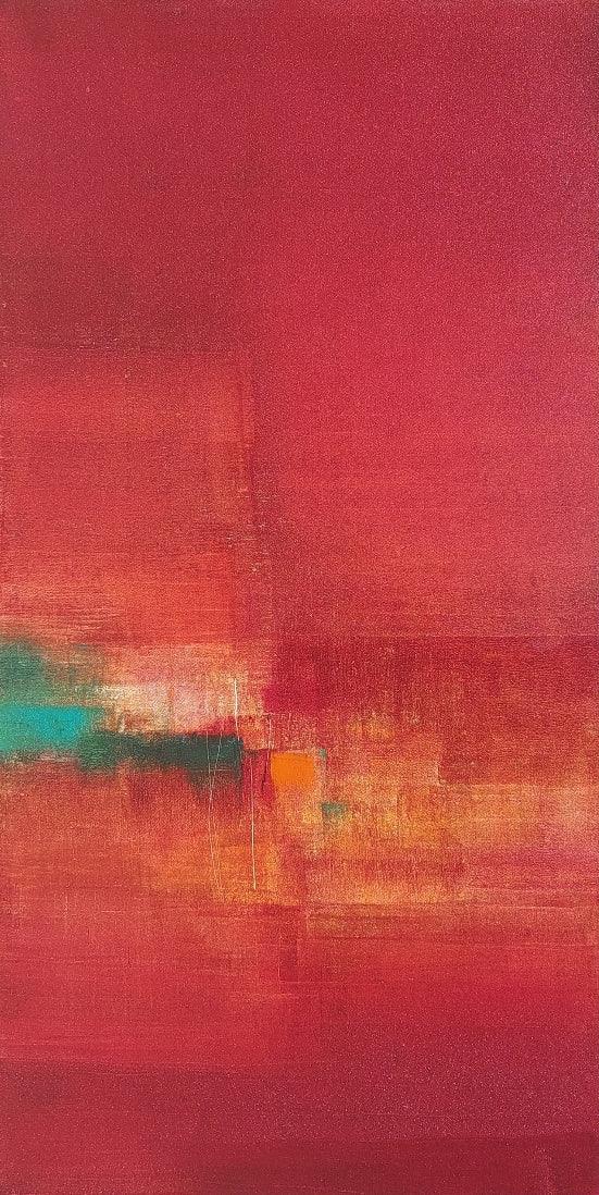 Abstract oil painting titled 'Untitled 10', 48x24 inches, by artist Anu Kulkarni on Canvas