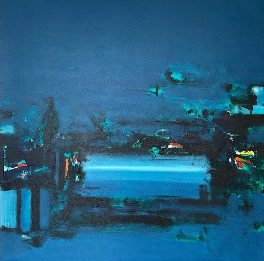 Untitled 10' abstract acrylic painting by artist Chaitan Bhosale, 36x36 inch, on canvas