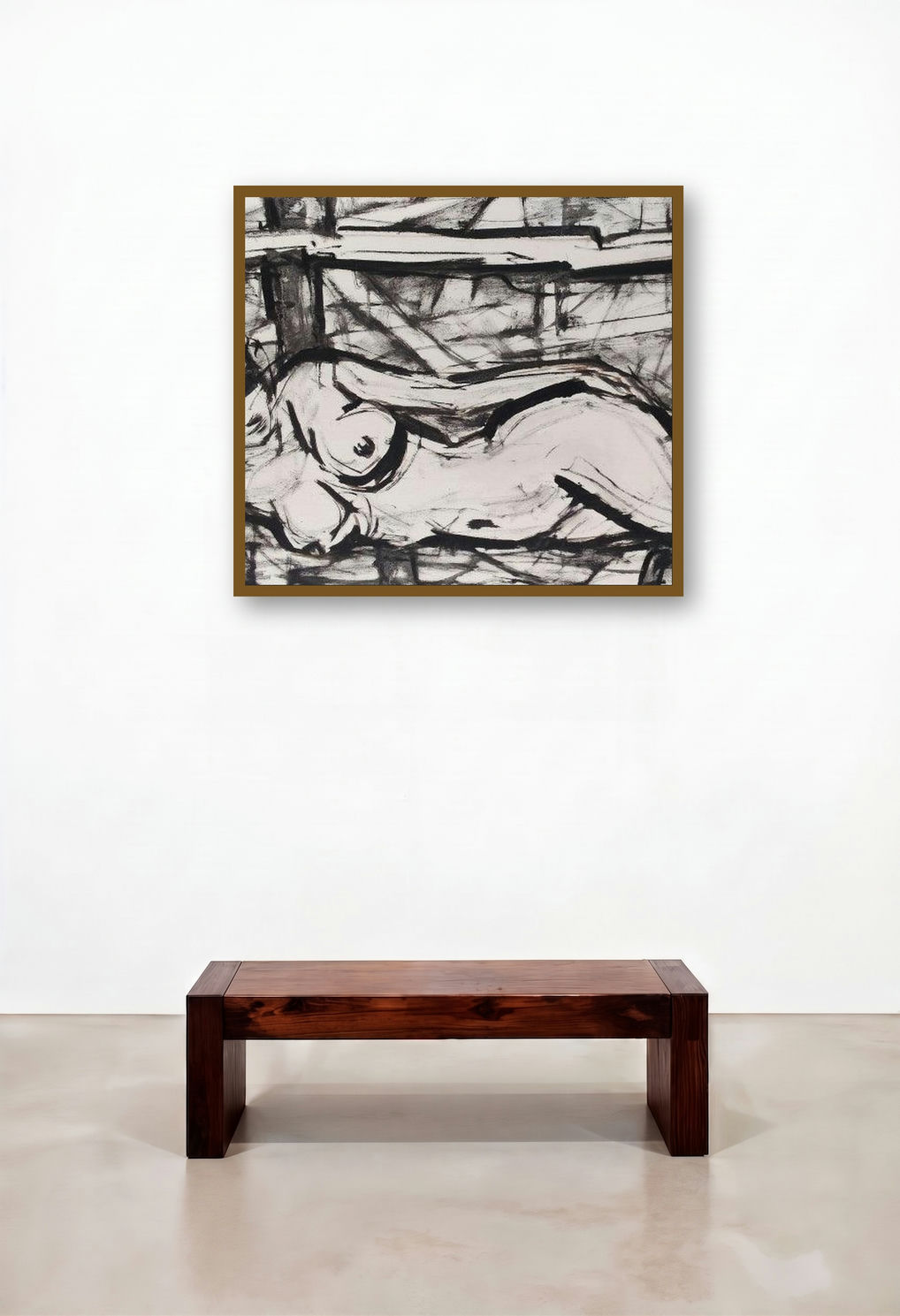 Untitled 100 (Rest) by artist Santoshkumar Patil displayed in a Contemporary Luxury Living Room