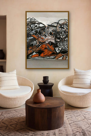 Untitled 103 (Title:abstract painting) by artist Vivek Nimbolkar displayed in a Designer gallery
