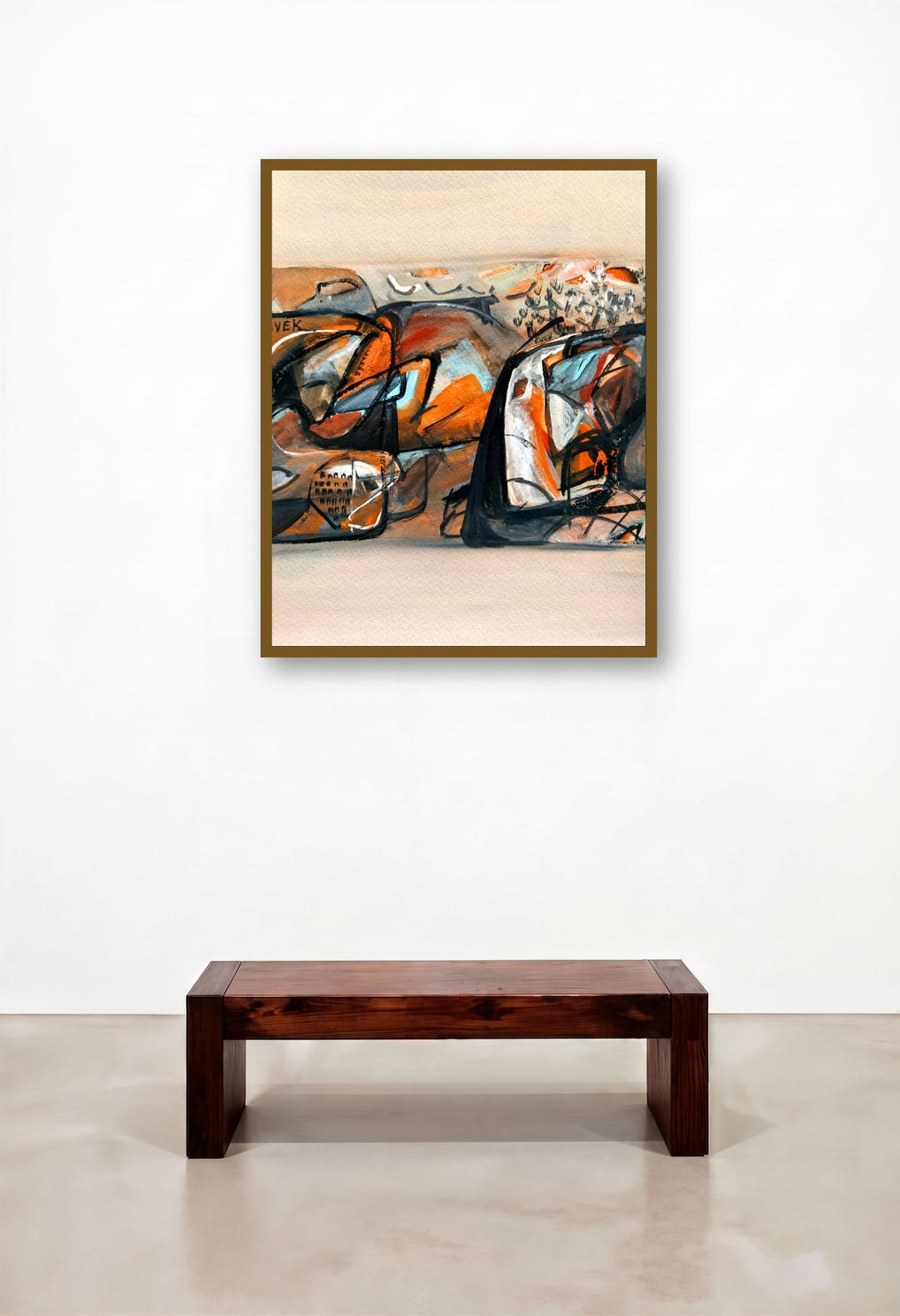 Untitled 105 (Geometric art) by artist Vivek Nimbolkar displayed in a Art Deco Home Office