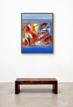 Untitled 106 (contemporary art) by artist Vivek Nimbolkar displayed in a Rustic Hallway