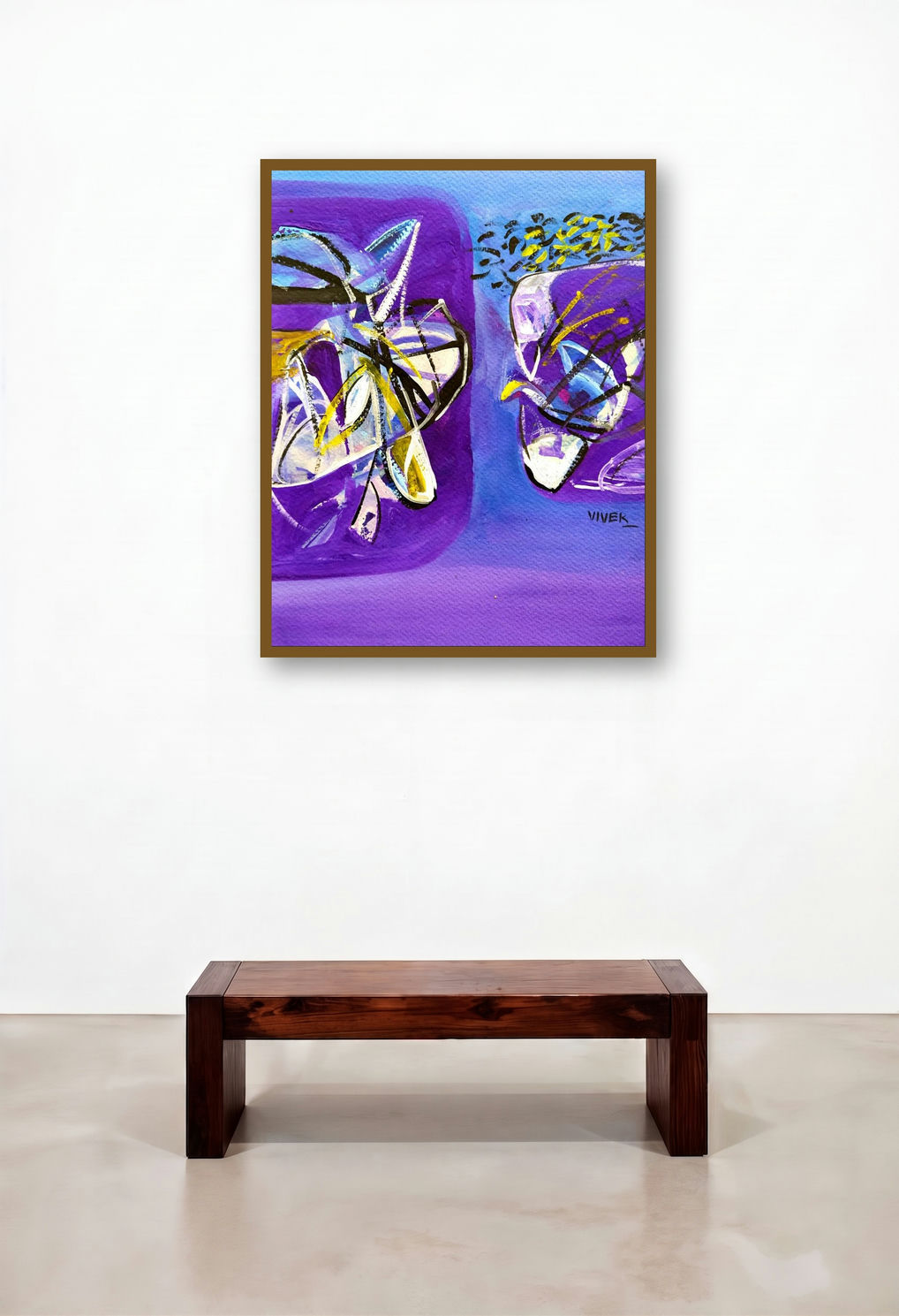 Untitled 107 (modern abstract painting) by artist Vivek Nimbolkar displayed in a Transitional Executive Office