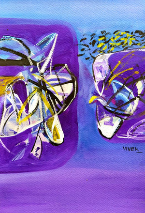 Untitled 107 (modern abstract painting) by Vivek Nimbolkar, Original Mixed Media Abstract Painting on Paper, X-Small Vertical Wall Art