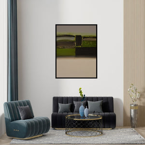 Preview of 'Untitled 11' Painting by Yogesh Patil shown on a wall in a furnished room.