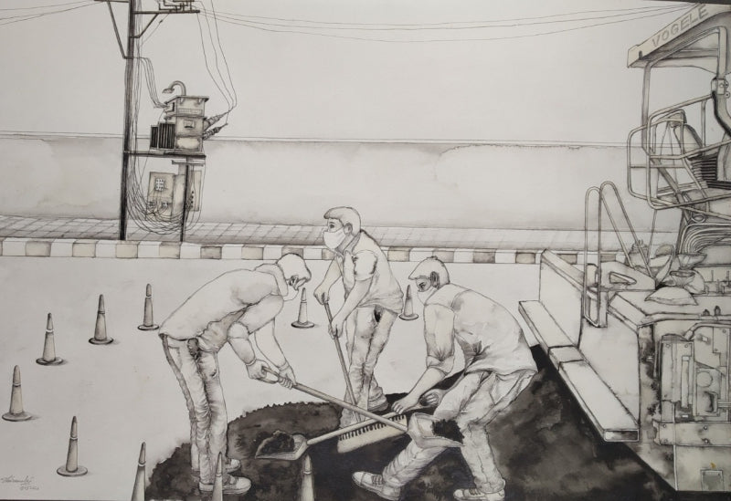 Untitled 11' figurative watercolor painting by artist Thirumala Thirupathi, 15x22 inch, on paper