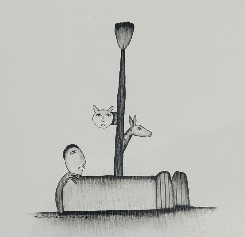 'Untitled 11' contemporary acrylic painting by artist Taslim Jamal, 12x12 inch, on canvas