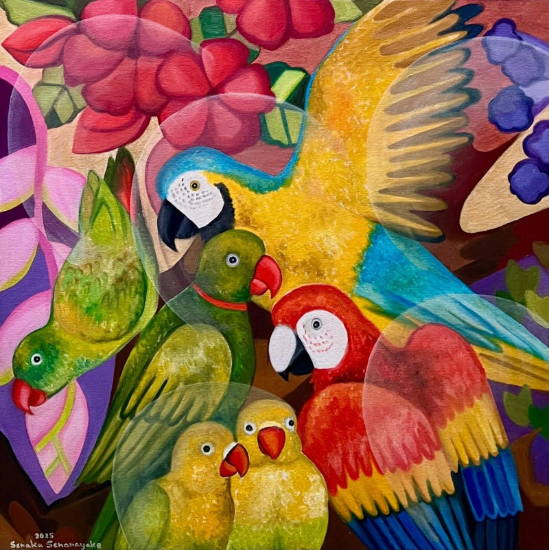 Untitled 11' animals oil painting by artist Senaka Senanayke, 36x36 inch, on canvas