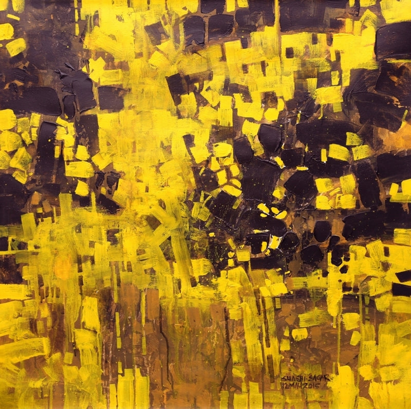 In-situ view of Sagar Bondre's 'Untitled 11 (Solar Flare)' painting in a room