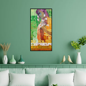 Preview of 'Untitled 11 (A Floral Reverie)' Painting by Swati Sable shown on a wall in a furnished room.