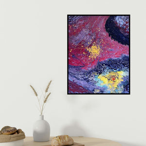 Kartikey Sharma's 'Untitled 11' painting visualized above a sofa in a contemporary room.