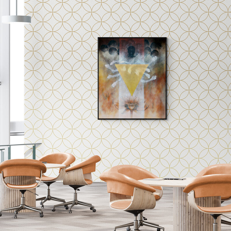 In-situ view of Sajal Patra's 'Untitled 11 (The Tapestry of Existence**)' painting in a room