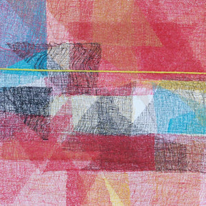Untitled 111 (Interwoven Layers) by Vivek Nimbolkar, Original Mixed Media Abstract Painting on Canvas, X-Small Square Wall Art