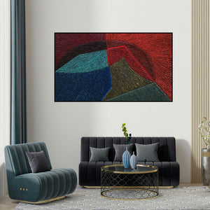 Sandesh Khule's 'Untitled 112' painting visualized above a sofa in a contemporary room.