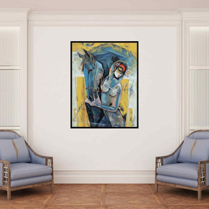 In-situ view of Vishal Phasale's 'Untitled' painting in a room