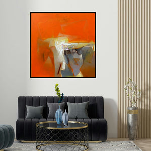 Shrikant Kadam's 'Untitled 116' painting visualized above a sofa in a contemporary room.