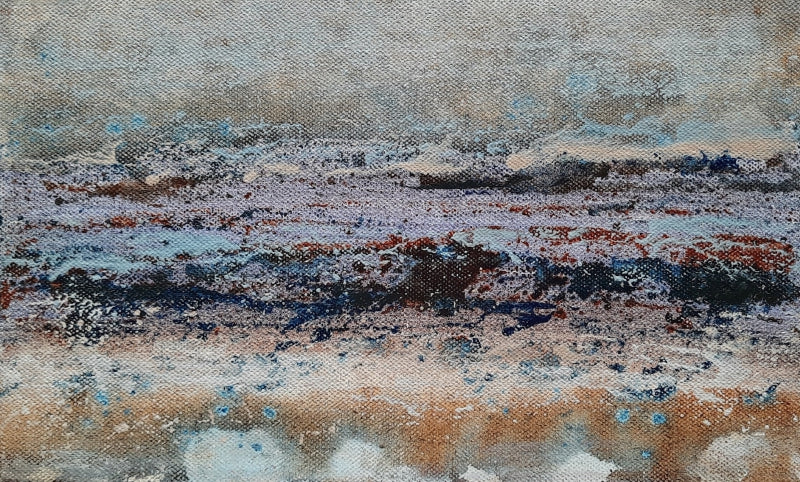 Untitled 12' abstract acrylic painting by artist Vipta Kapadia, 9x13 inch, on canvas