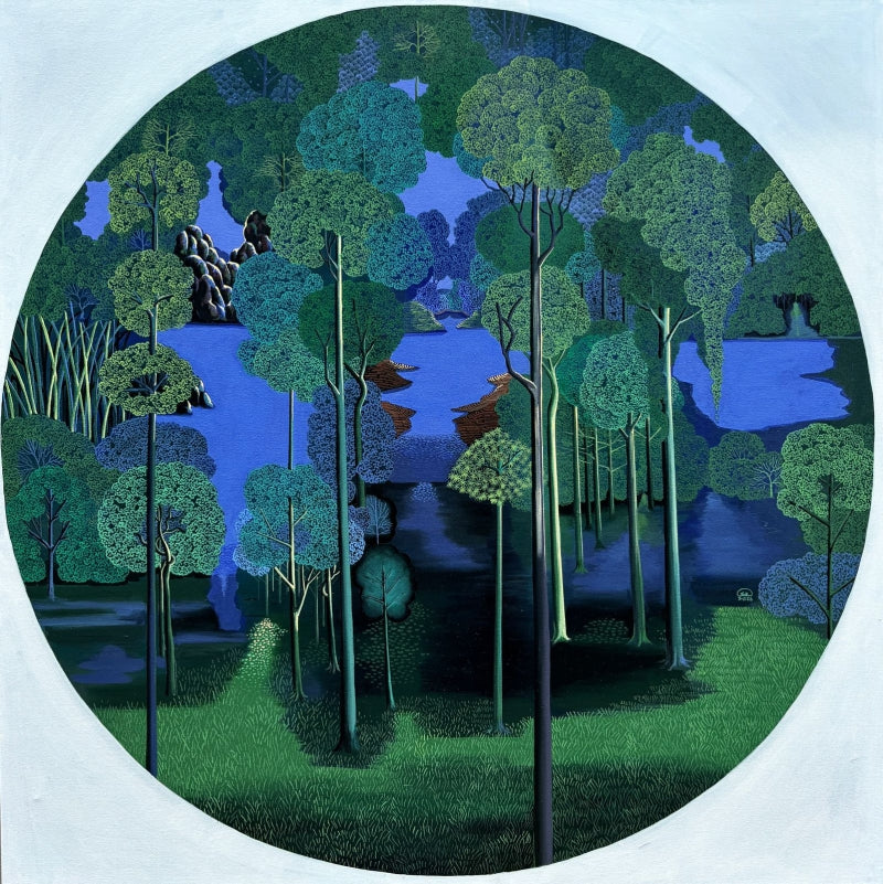 'Untitled 12' nature acrylic painting by artist Shaji Appukuttan, 48x48 inch, on canvas