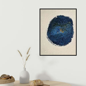 Kartikey Sharma's 'Untitled 12' painting visualized above a sofa in a contemporary room.